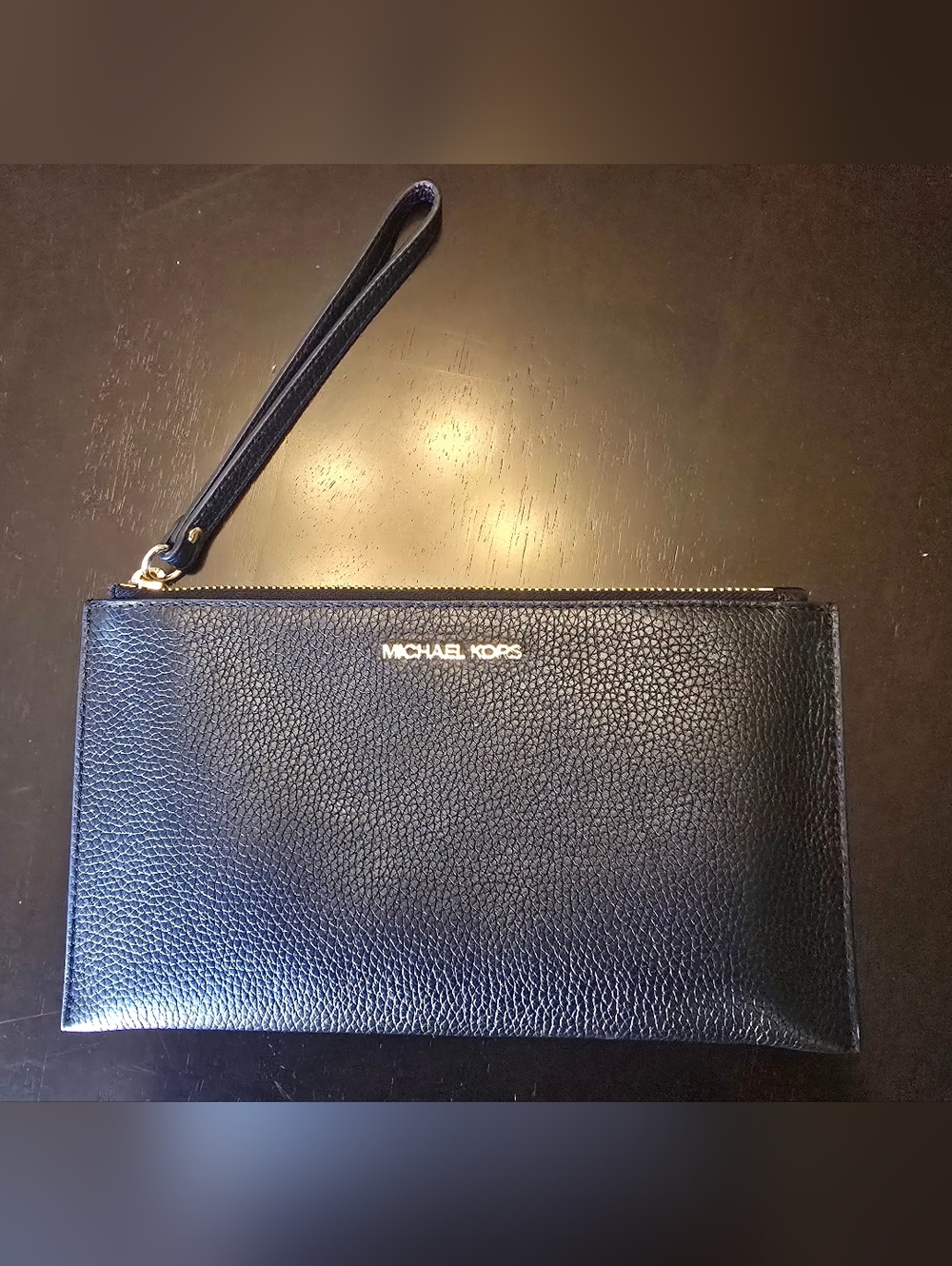 MICHAEL KORS Black Pebbled Leather Wristlet